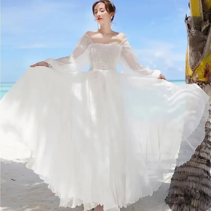 Womens Summer Dress - Off-Shoulder Elegant Style