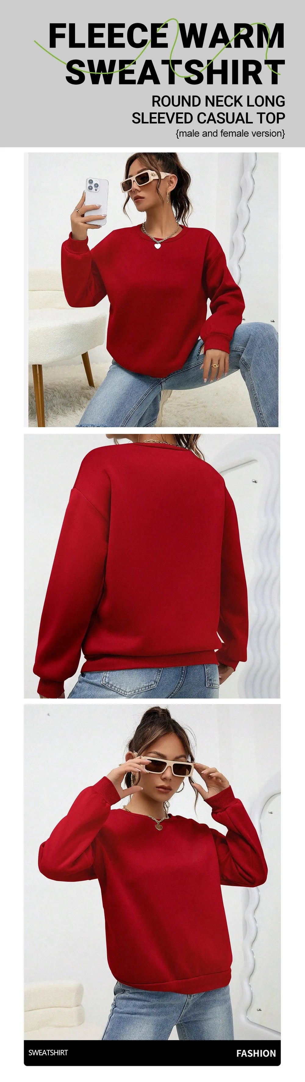 Women Oversized Sweatshirt – Cozy Fleece Casual Pullover