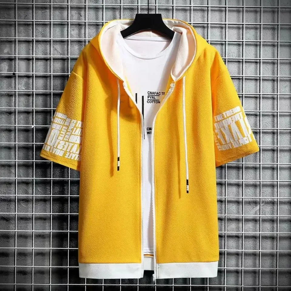 Men's Zip Hoodie & Shorts Set - Casual Streetwear Outfit