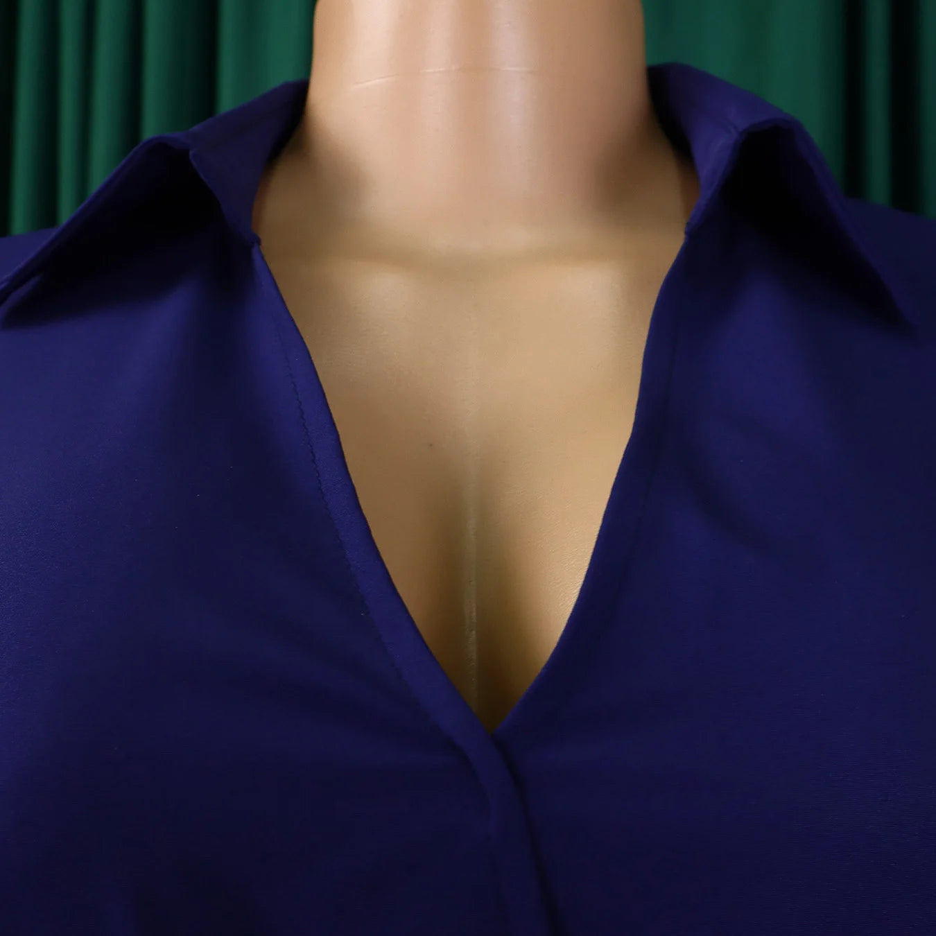 Women's Elegant Dress – Pleated V-Neck Office Style