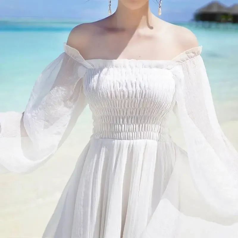 Womens Summer Dress - Off-Shoulder Elegant Style