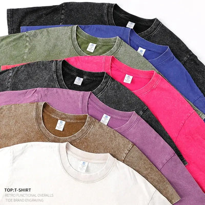 Vintage Oversized Streetwear Washed T-Shirt for Men