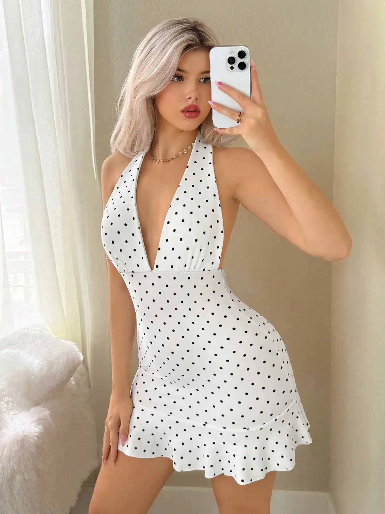 Womens Mini Dress - Sexy V-Neck Summer Dress