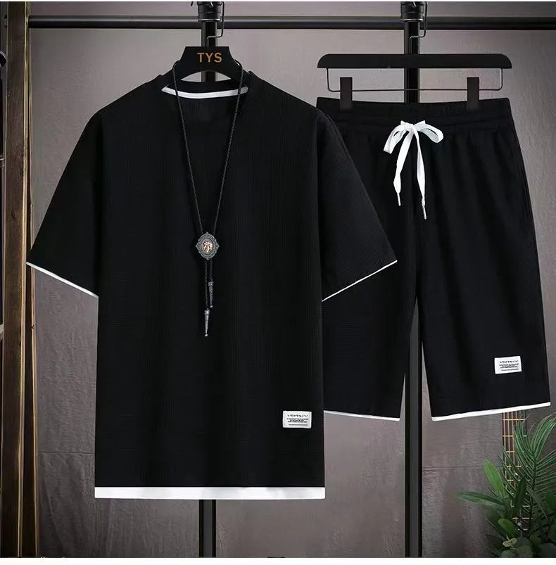 Men's White T-Shirt & Shorts Set