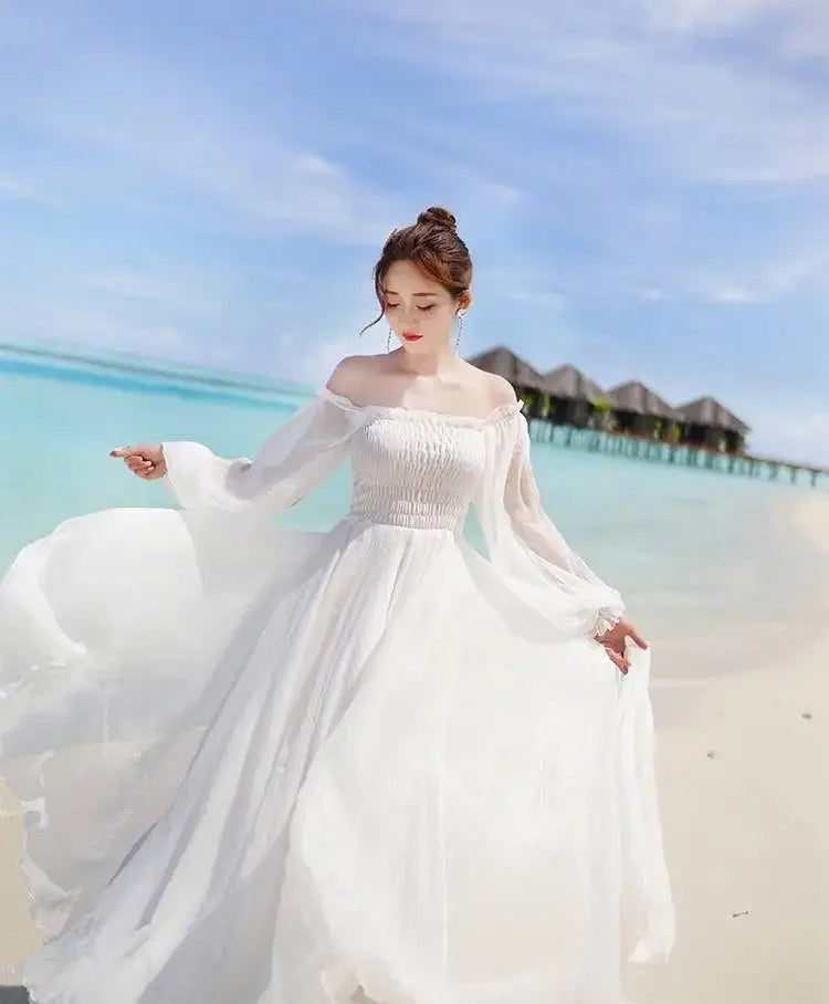 Womens Summer Dress - Off-Shoulder Elegant Style