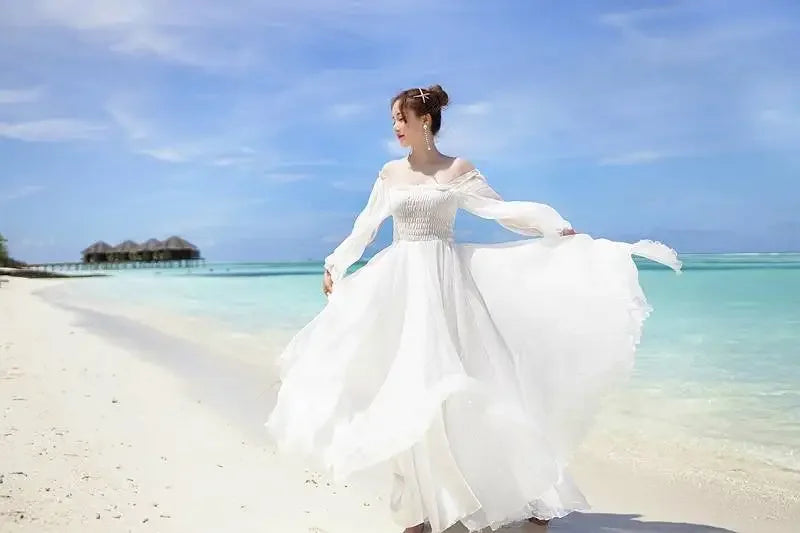 Womens Summer Dress - Off-Shoulder Elegant Style