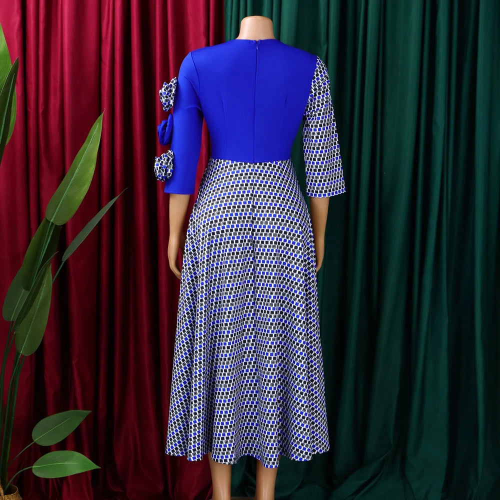 Womens Dress - Elegant Pattern Midi Dress