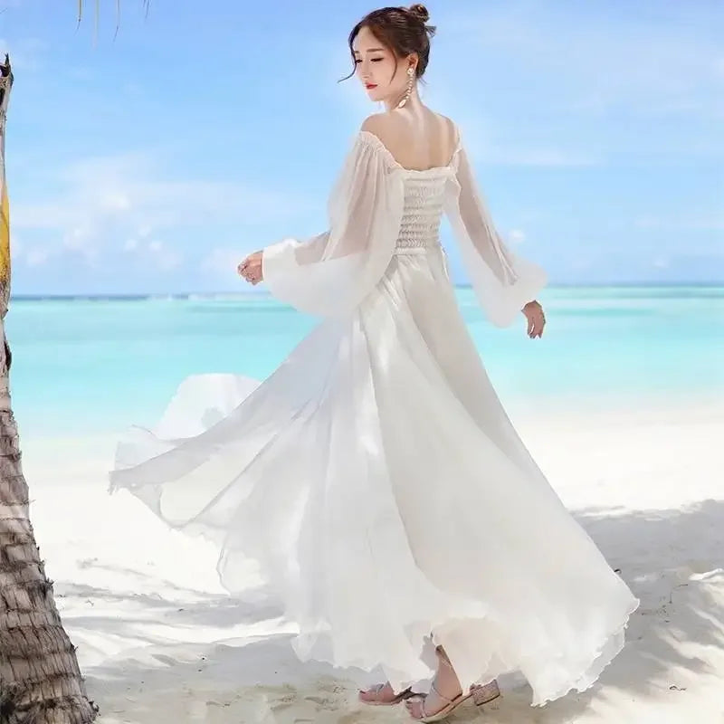 Womens Summer Dress - Off-Shoulder Elegant Style