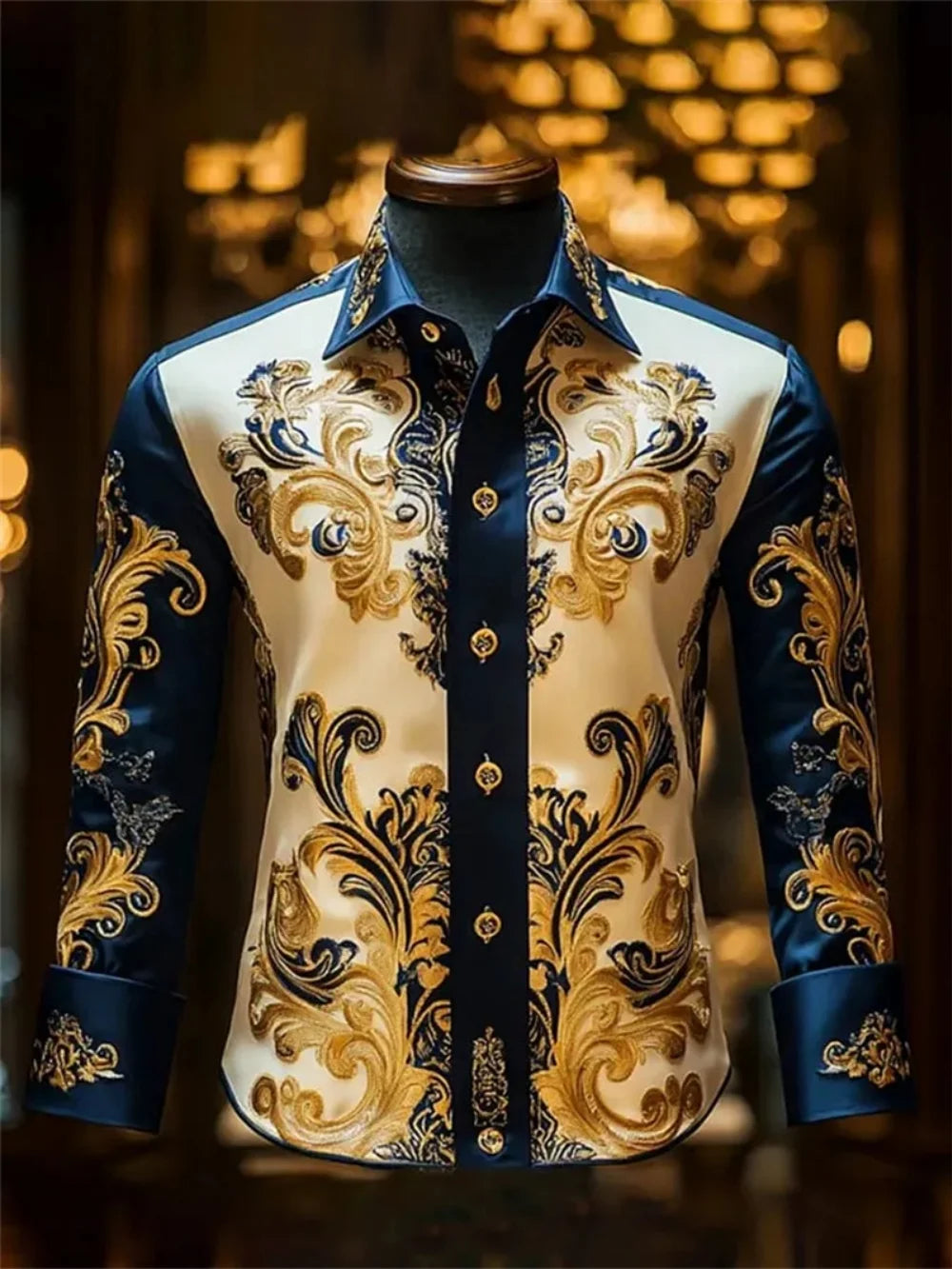 Mens Luxury Shirt - Baroque Style Long Sleeve