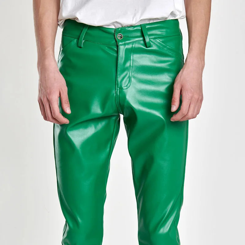 Men's Faux Leather Pants – Slim Fit Moto Streetwear