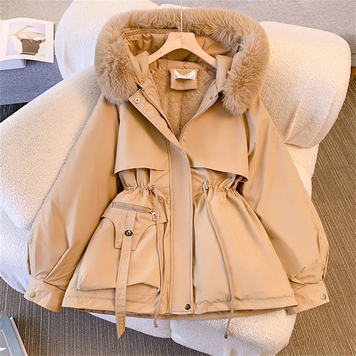 Womens Winter Jacket - Cozy Hooded Puffer Coat