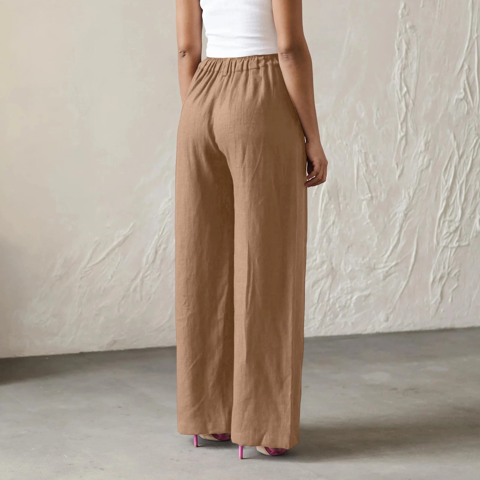 Wide Leg Pants – Women's Linen Blend Casual Loose Trousers