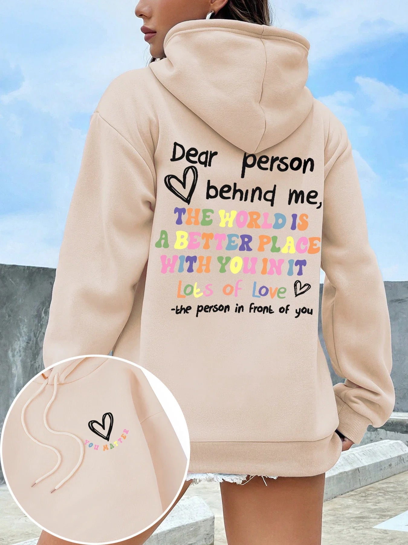 Womens Hoodie - Statement Letter Print Streetwear