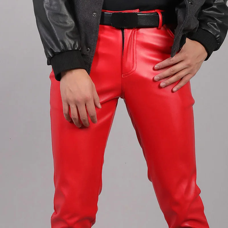 Men's Faux Leather Pants – Slim Fit Moto Streetwear