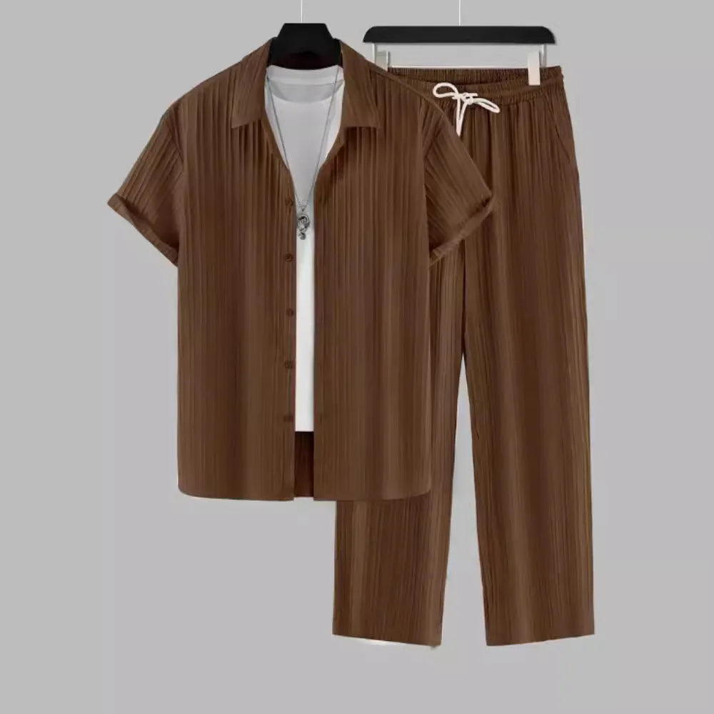 Men's White Pleated Summer Set