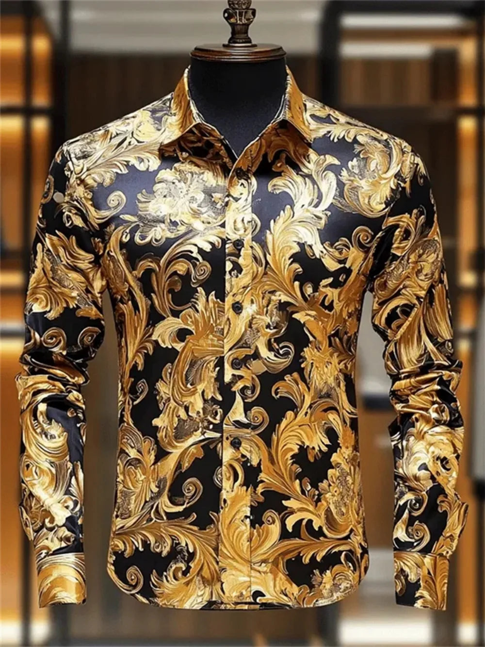 Mens Luxury Shirt - Baroque Style Long Sleeve