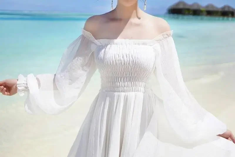 Womens Summer Dress - Off-Shoulder Elegant Style