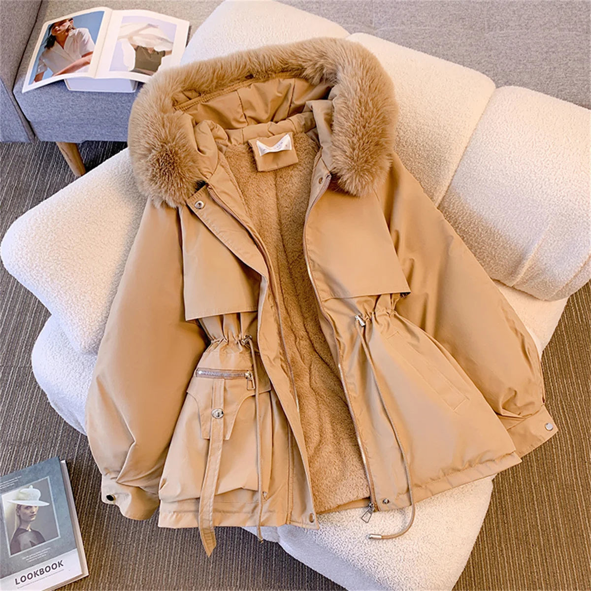 Womens Winter Jacket - Cozy Hooded Puffer Coat