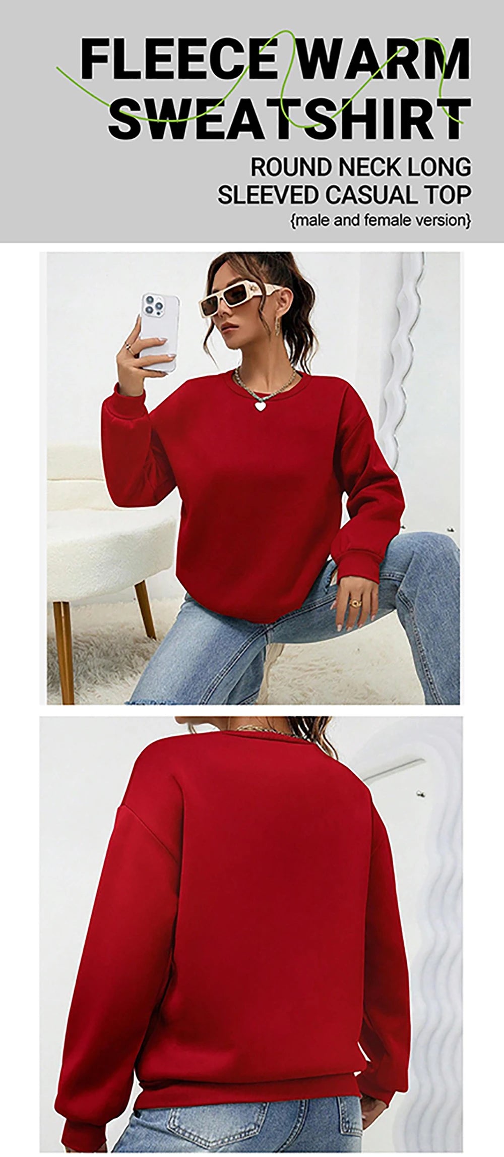 Women Oversized Sweatshirt – Cozy Fleece Casual Pullover