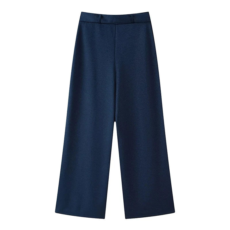 Women's Button Front Crop Top and Flare Pants Set