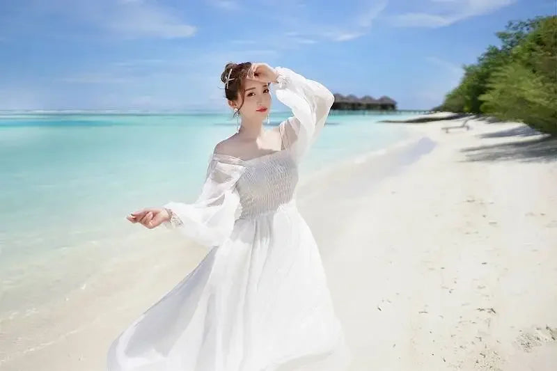 Womens Summer Dress - Off-Shoulder Elegant Style