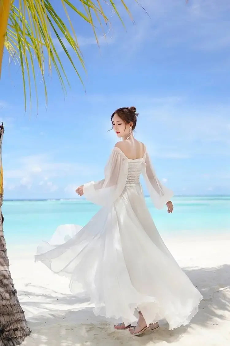 Womens Summer Dress - Off-Shoulder Elegant Style