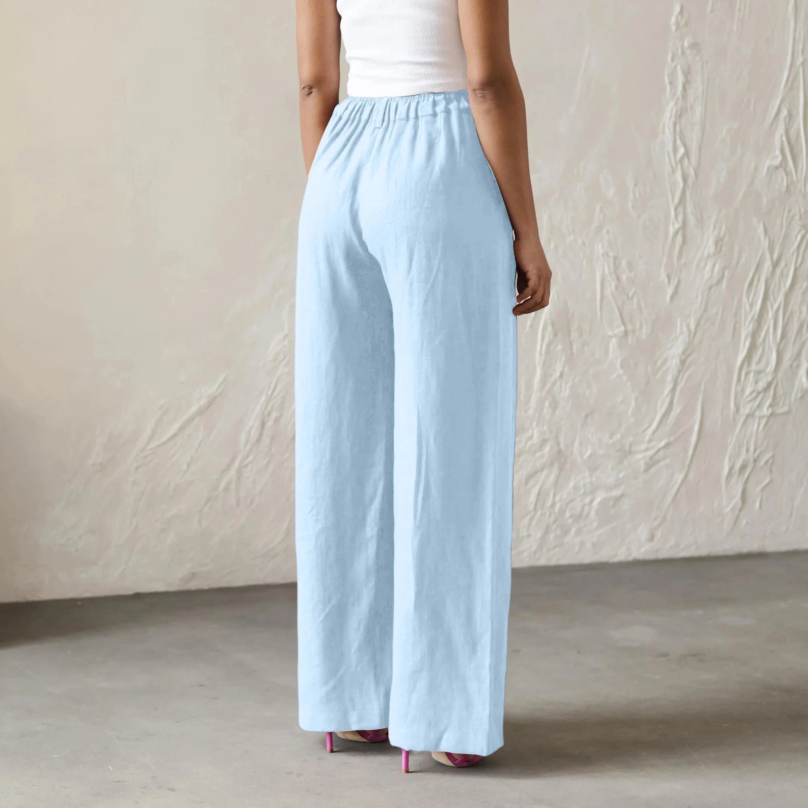 Wide Leg Pants – Women's Linen Blend Casual Loose Trousers