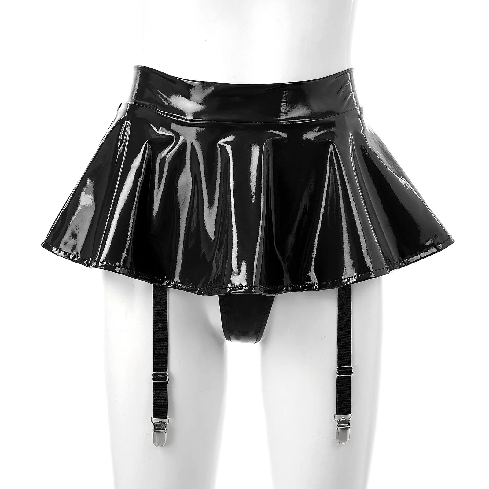Women's Vinyl Halter Top & Mini Skirt Set