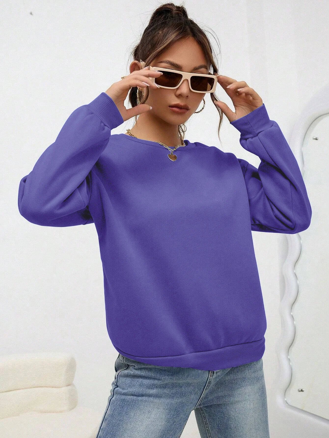 Women Oversized Sweatshirt – Cozy Fleece Casual Pullover