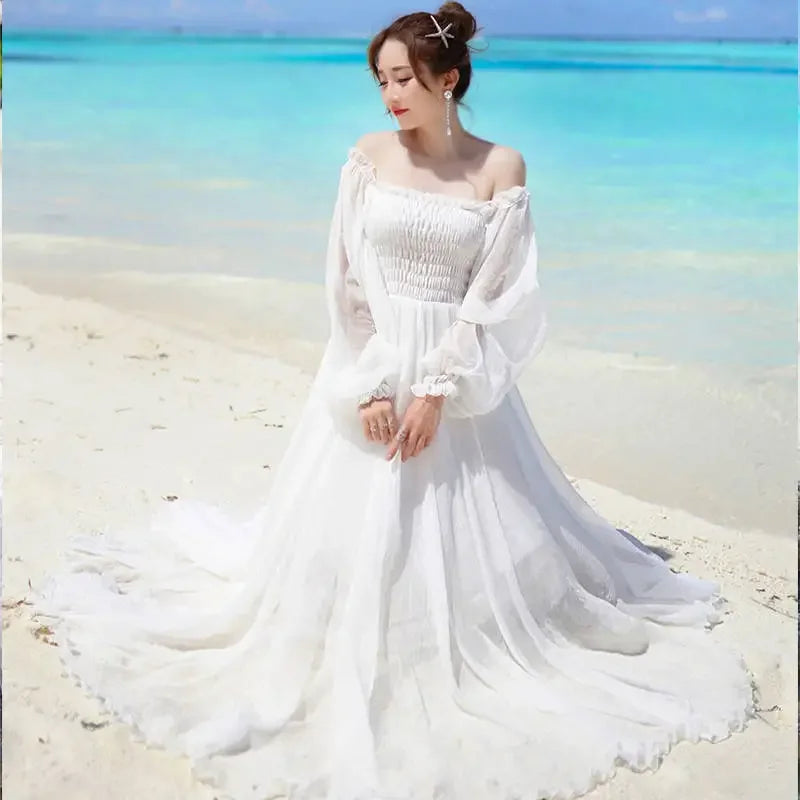 Womens Summer Dress - Off-Shoulder Elegant Style