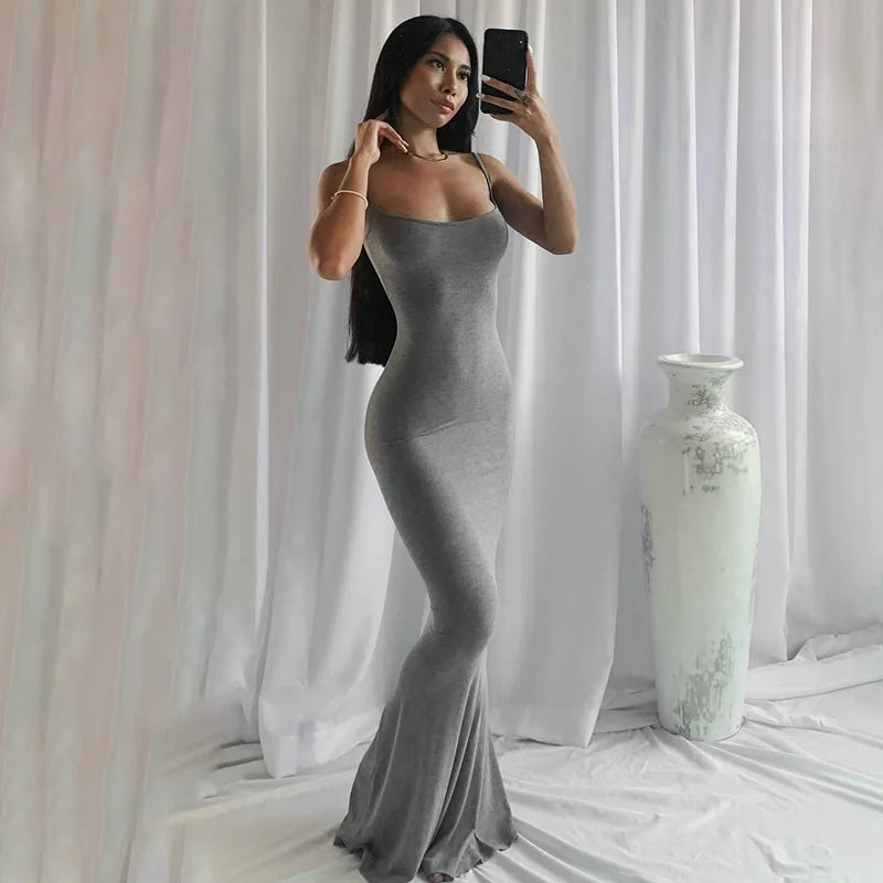 Womens Maxi Dress - Elegant  Slim Bodycon Dress