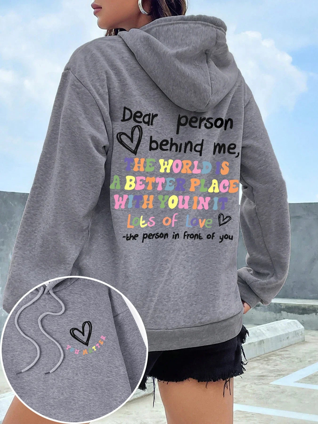 Womens Hoodie - Statement Letter Print Streetwear