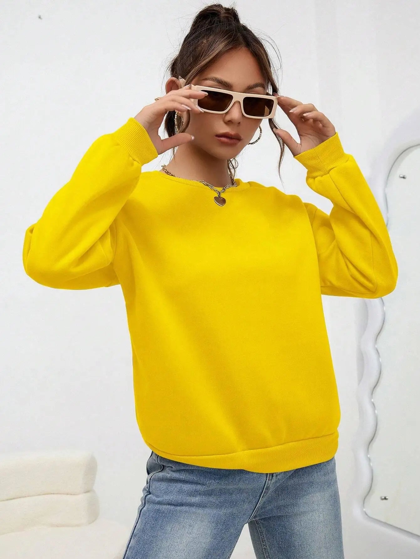 Women Oversized Sweatshirt – Cozy Fleece Casual Pullover