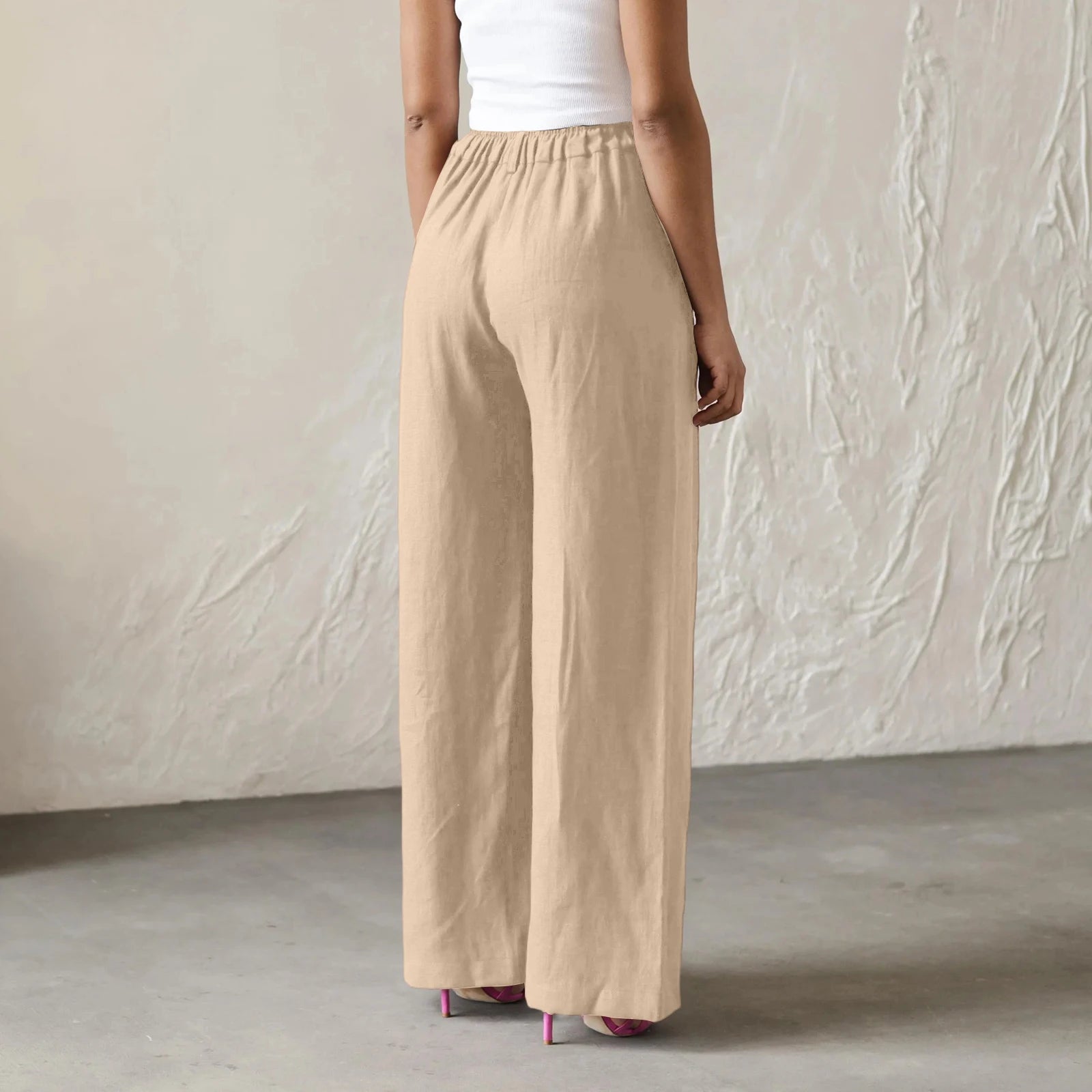 Wide Leg Pants – Women's Linen Blend Casual Loose Trousers