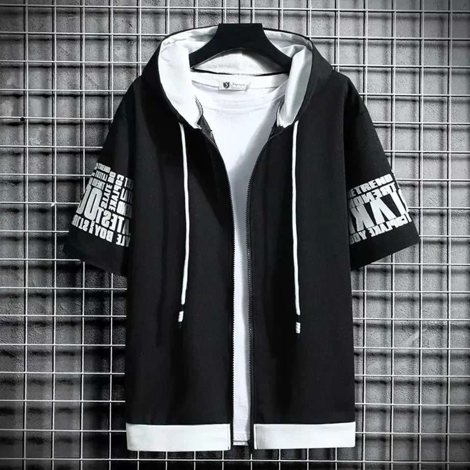 Men's Zip Hoodie & Shorts Set - Casual Streetwear Outfit