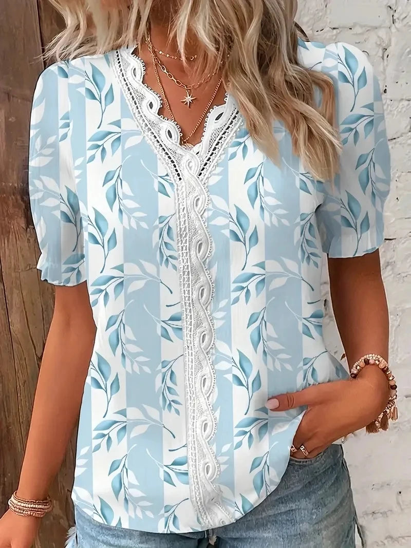 Womens Blouse - Casual Summer V-Neck Top