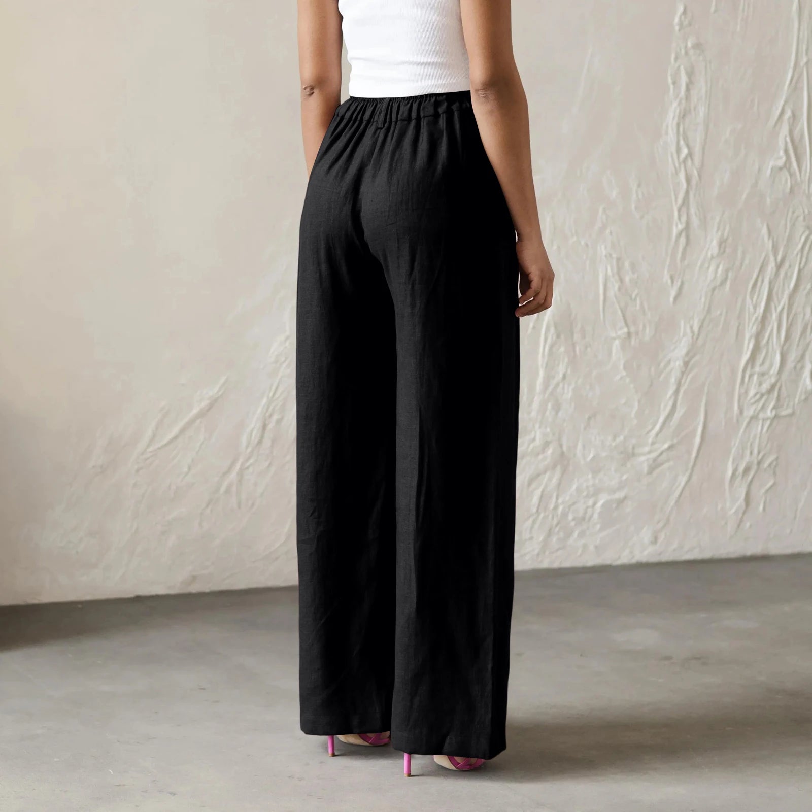 Wide Leg Pants – Women's Linen Blend Casual Loose Trousers
