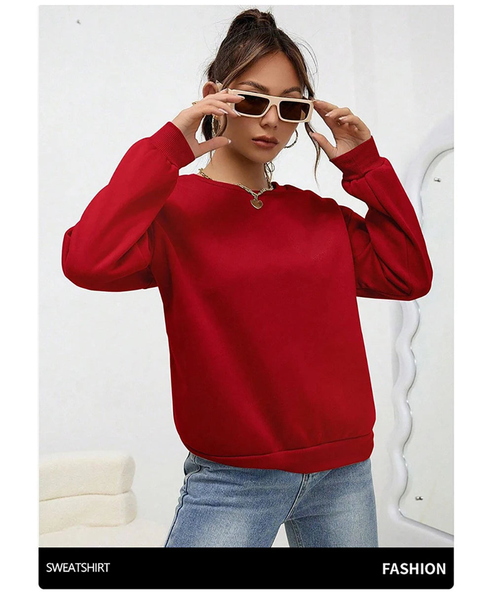 Women Oversized Sweatshirt – Cozy Fleece Casual Pullover