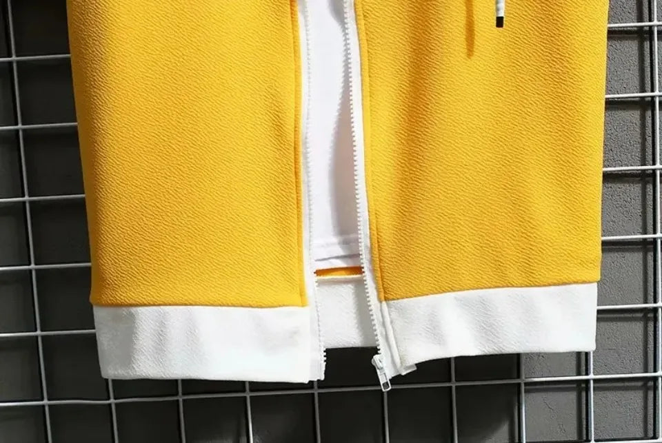 Men's Zip Hoodie & Shorts Set - Casual Streetwear Outfit
