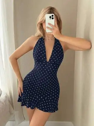 Womens Mini Dress - Sexy V-Neck Summer Dress