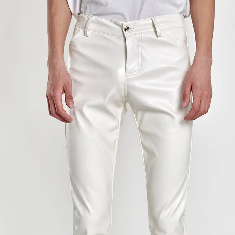 Men's Faux Leather Pants – Slim Fit Moto Streetwear