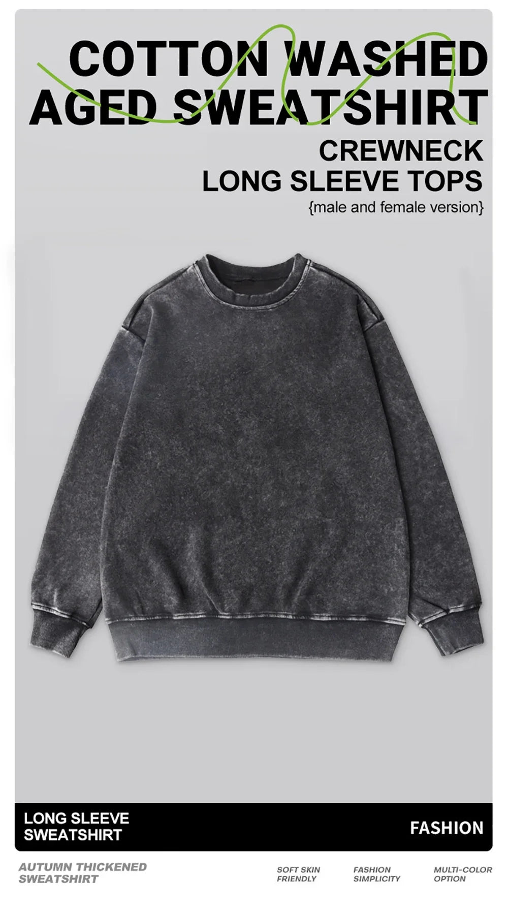 Oversized Sweatshirt – Vintage Washed Cotton Crewneck