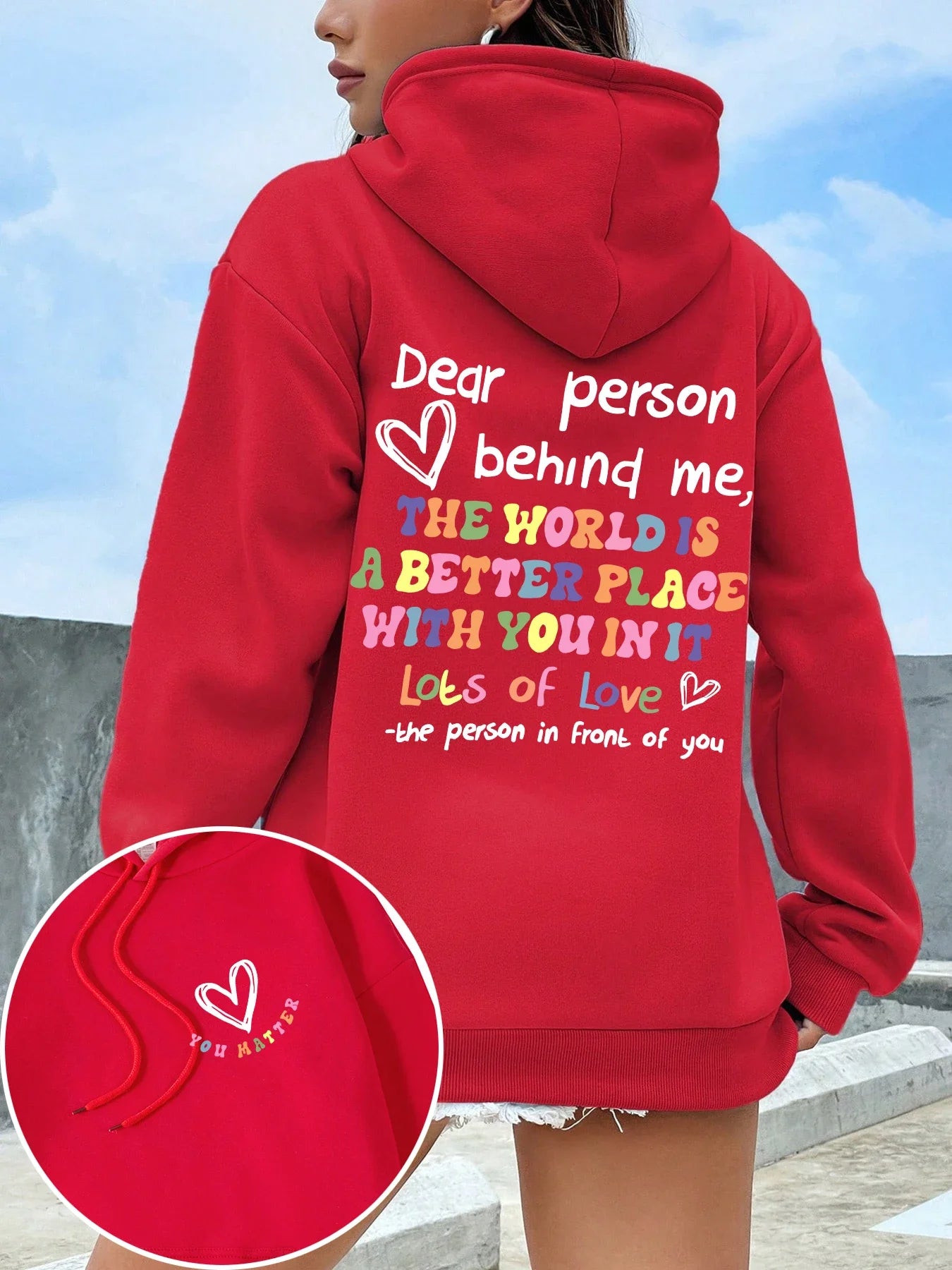 Womens Hoodie - Statement Letter Print Streetwear