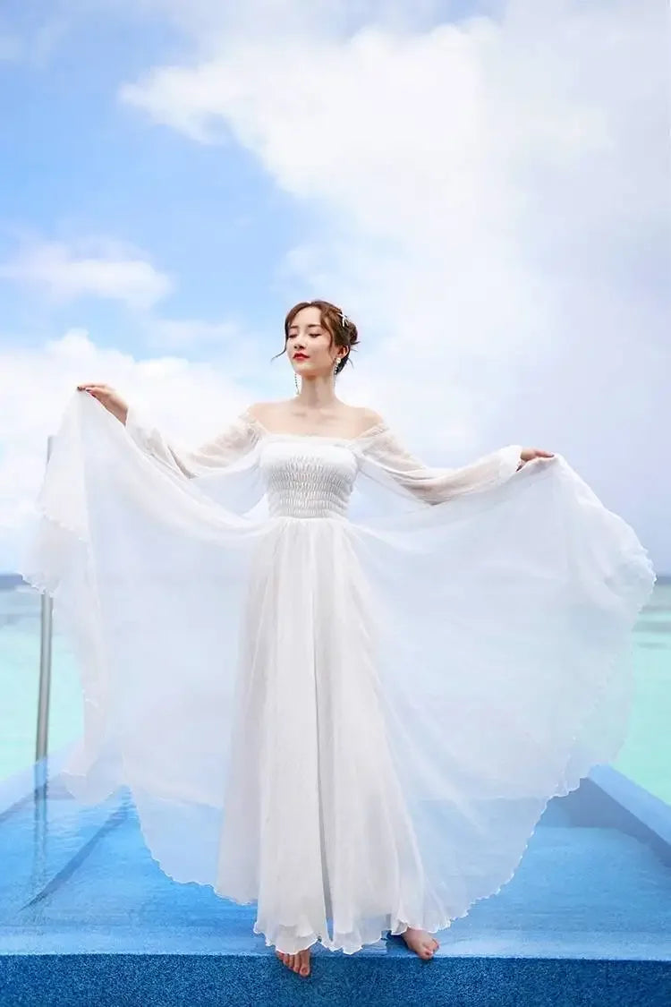 Womens Summer Dress - Off-Shoulder Elegant Style