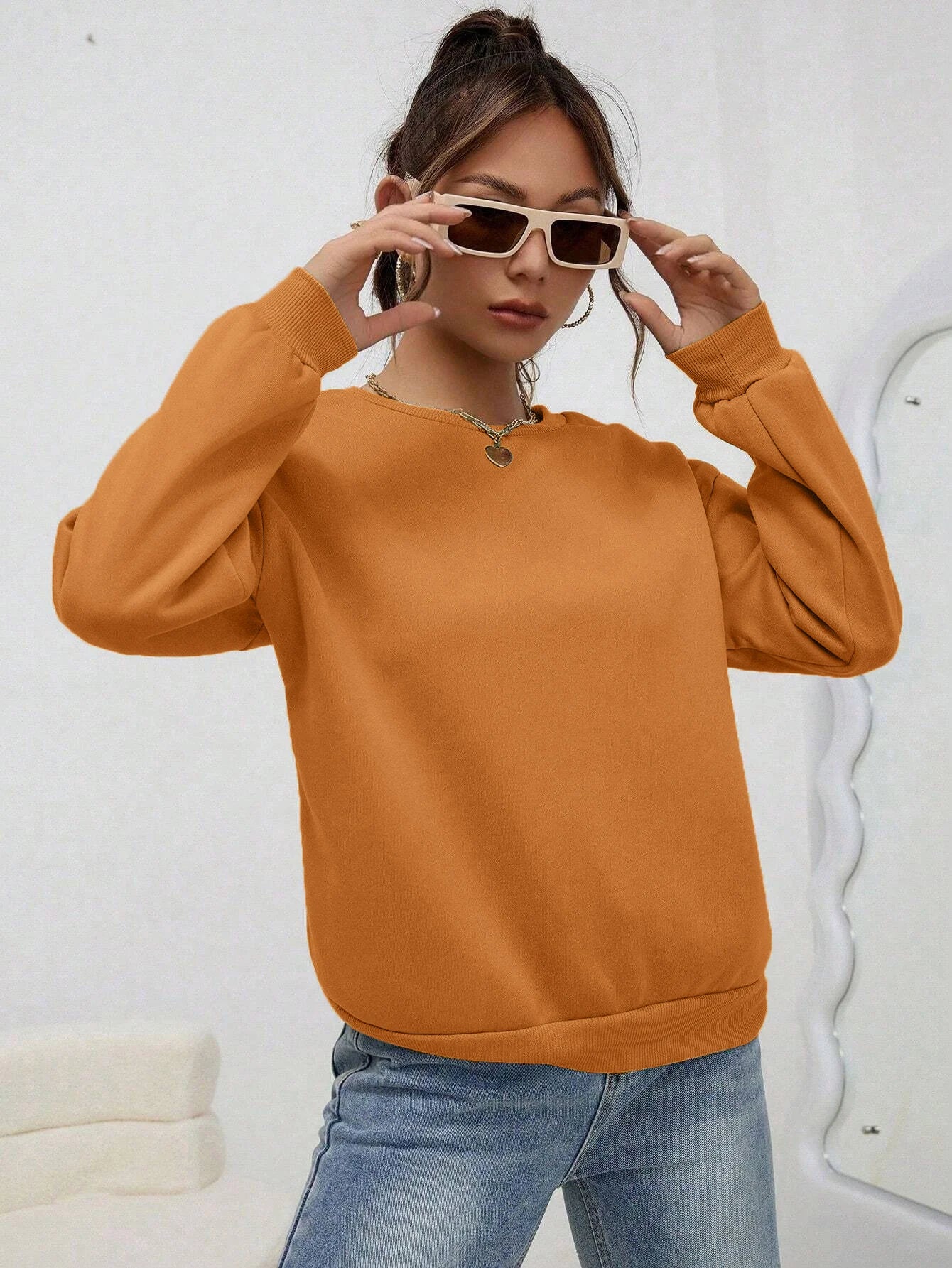 Women Oversized Sweatshirt – Cozy Fleece Casual Pullover