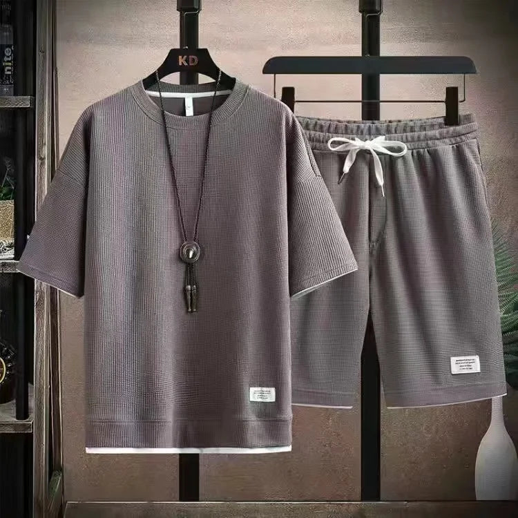 Men's White T-Shirt & Shorts Set
