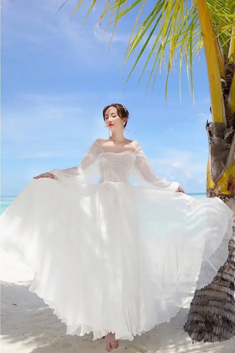 Womens Summer Dress - Off-Shoulder Elegant Style