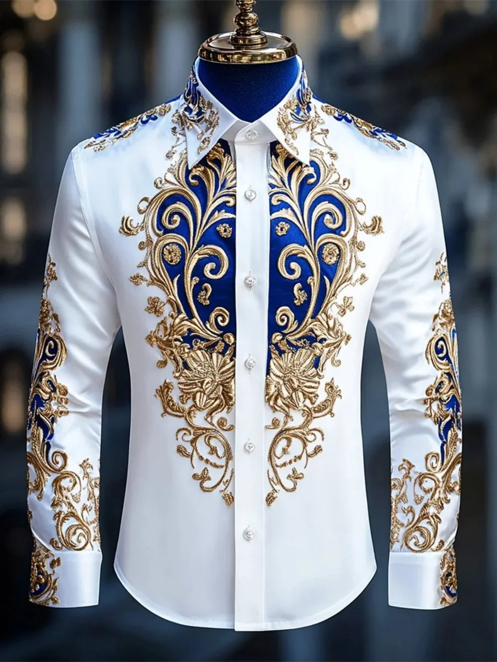Mens Luxury Shirt - Baroque Style Long Sleeve