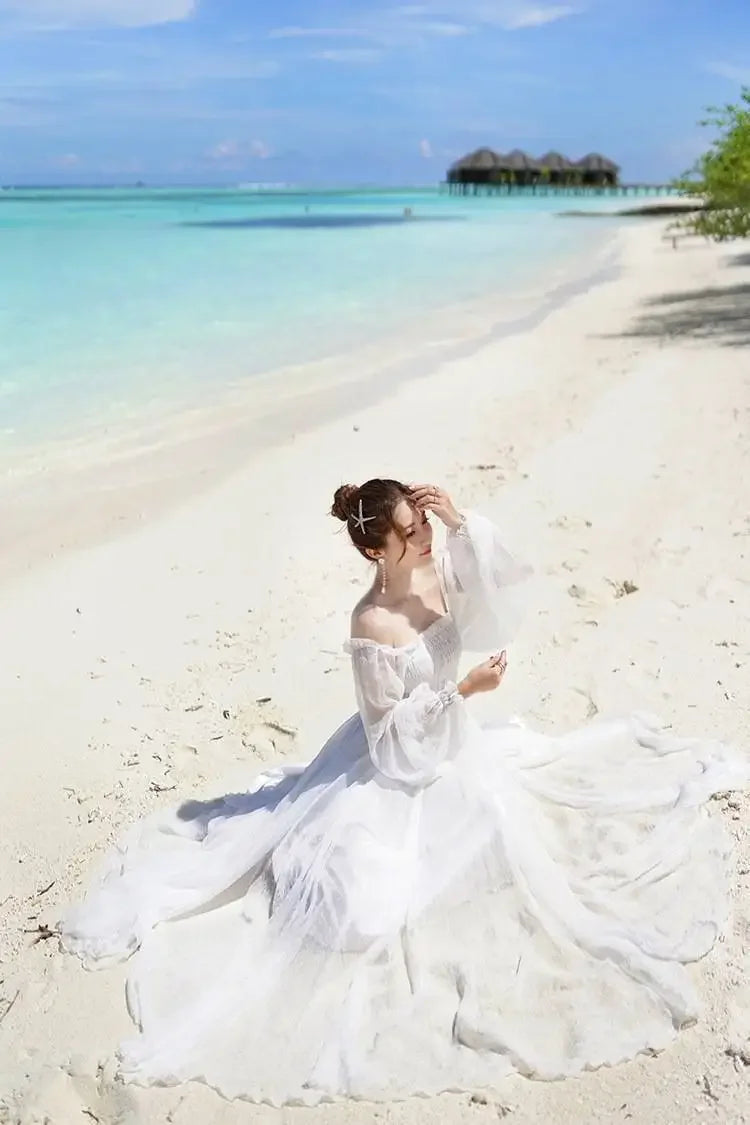 Womens Summer Dress - Off-Shoulder Elegant Style