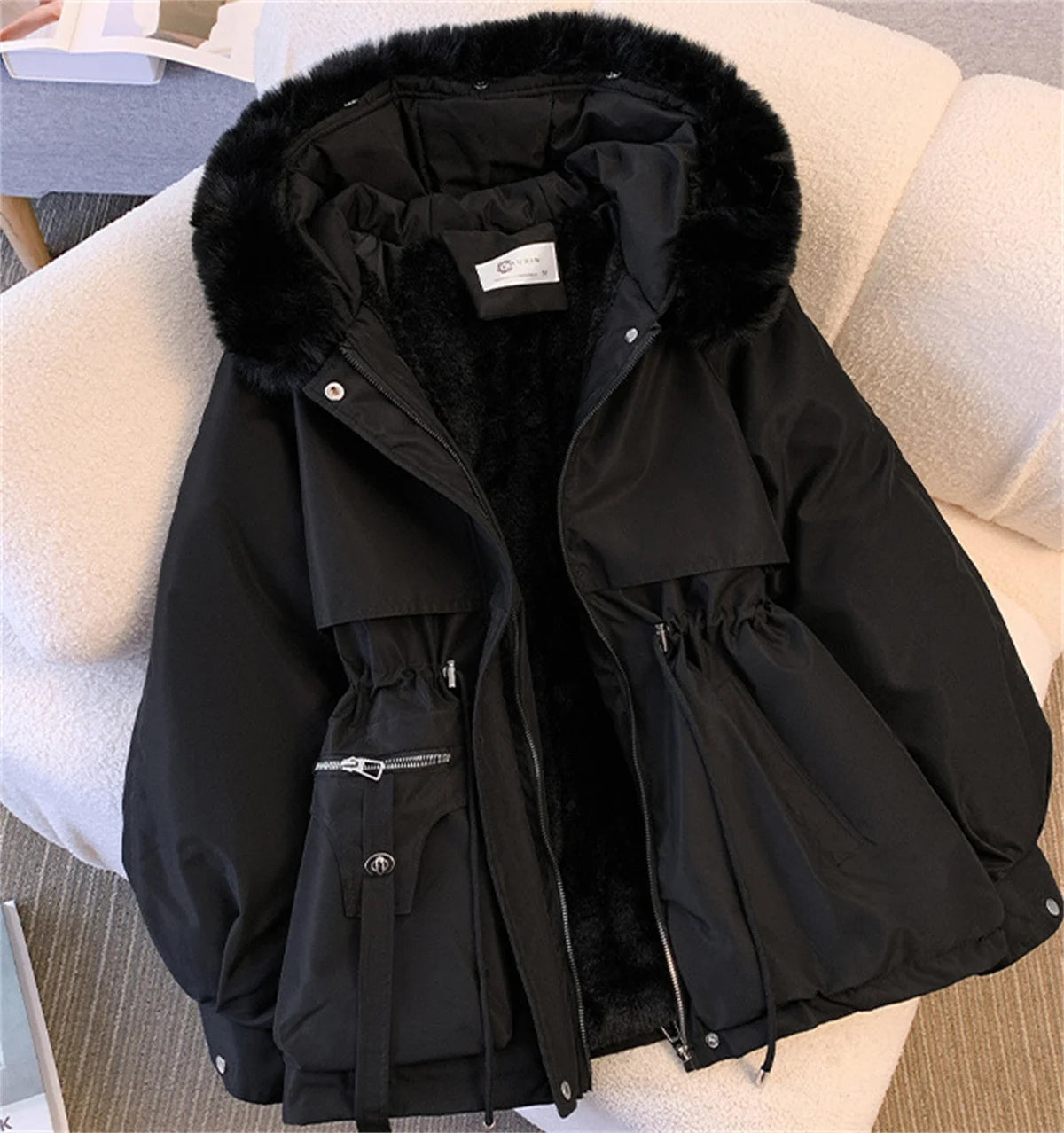 Womens Winter Jacket - Cozy Hooded Puffer Coat